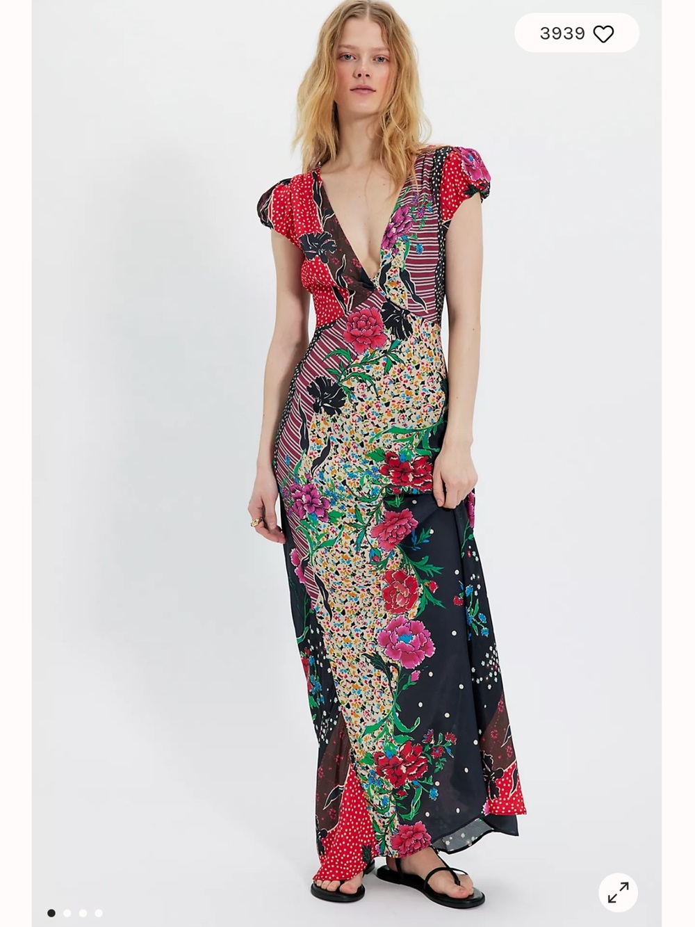 Free People Echo Chamber Printed Cutouts Back Maxi Dress XS